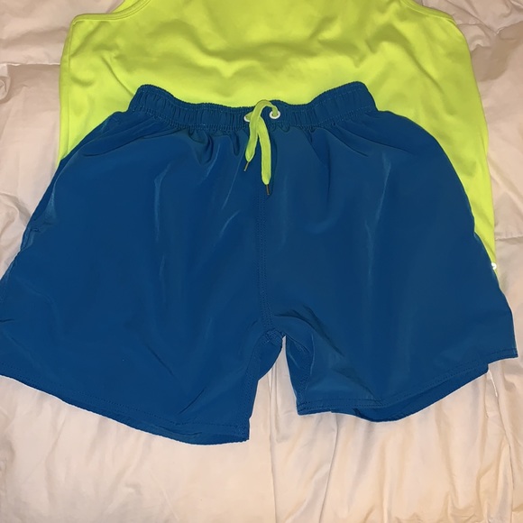 Swim shorts - mens size medium blue and yellow - Picture 3 of 8